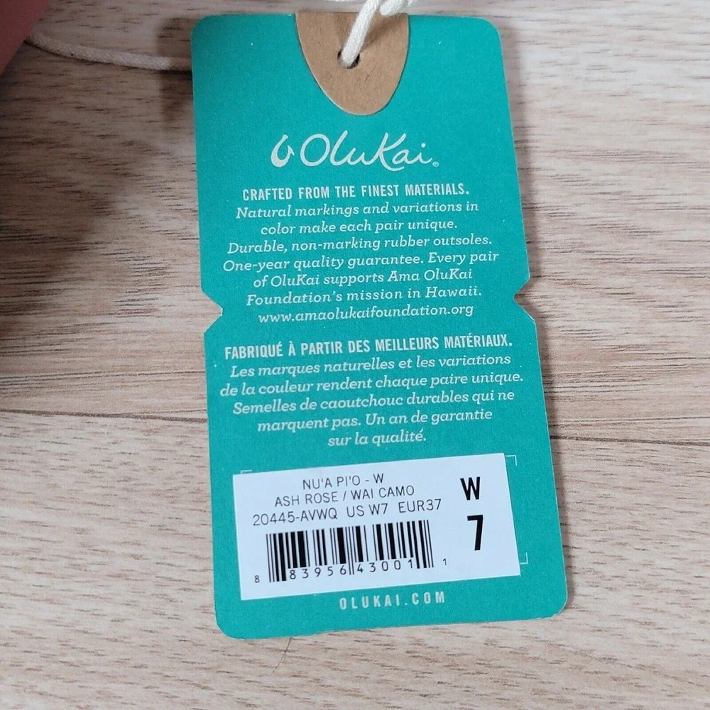 OluKai NU'A PI'O Sandals Womens Size 7 Ash Rose Wai Camo 20445-AVWQ - Picture 5 of 5